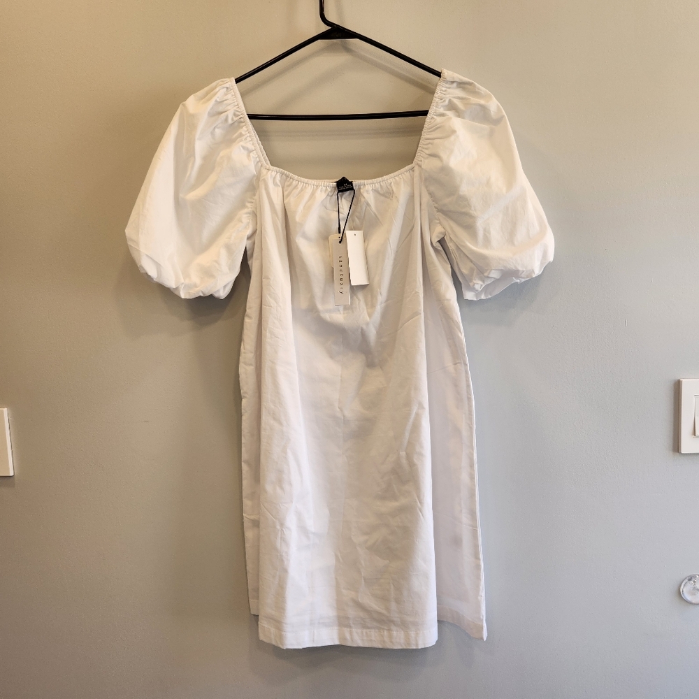 Sanctuary NWT White Cotton Puff Sleeve Mini Dress
